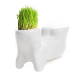 Lawn & Patio - LightningStore White Hip Sitting Standing Bending Akimbo 4 Shapes DIY Mini Novel Bonsai Grass Doll Hair Lazy Man Succulent Plants Pot