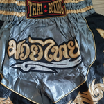 Muay Thai Shorts For Men And Women - Muay Thai Gears -Limited Edition Thai Boxing Shorts Gray Black Color