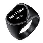 Custom Engraved Photo Ring - Personalized Ring - Heart Signet Ring Name Ring for Men Women - Design Your Own Ring
