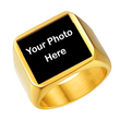 Engraved Photo Ring - Personalized Ring - Custom Signet Ring Name Ring for Men Women - Design Your Own Ring
