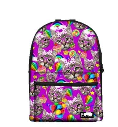 PC Accessory - LightningStore Cute Children Colorful Purple Cat Pattern School Bags Kindergarten Girls Boys Kid Backpack Cartoon Toys Fashion 3D Animal Schoolbag Casual Kids Shoulder Book Bag Mochila Escolar