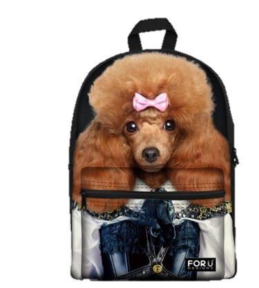 PC Accessory - LightningStore Cute Children Poodle Wearing Pink Ribbon School Bags Backpack