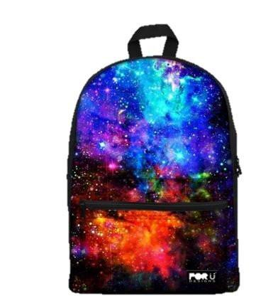 PC Accessory - LightningStore Cute Children Stars Constellation Outer Space Blue Green Northern Lights School Bags Backpack