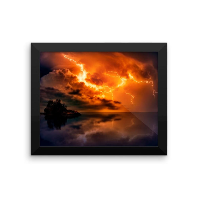 Red Lightning Sky Framed Photo Poster Wall Art Decoration Decor For Bedroom Living Room