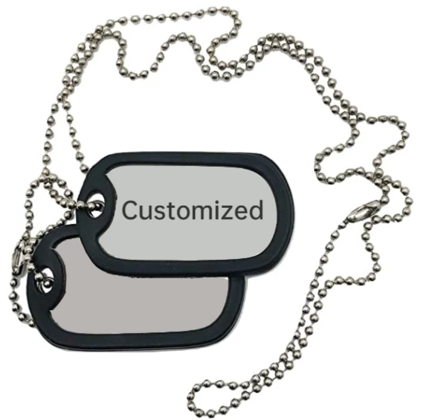 Custom Dog Tag Necklace - Engraved Military Dog Tags - Personalized Dogtag for Men Humans Black / Horizontal