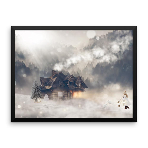 Snowy Fantasy House Framed Photo Poster Wall Art Decoration Decor For Bedroom Living Room