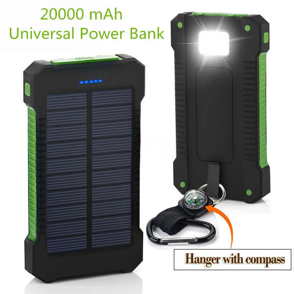 Solar Power Bank With 20000 MAh Waterproof Battery