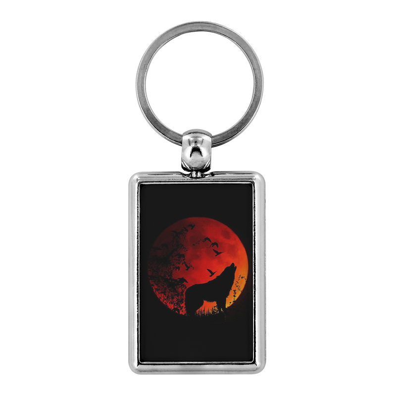 Blood Moon Wolf Howling Keychain - Spirit Animal Jewelry