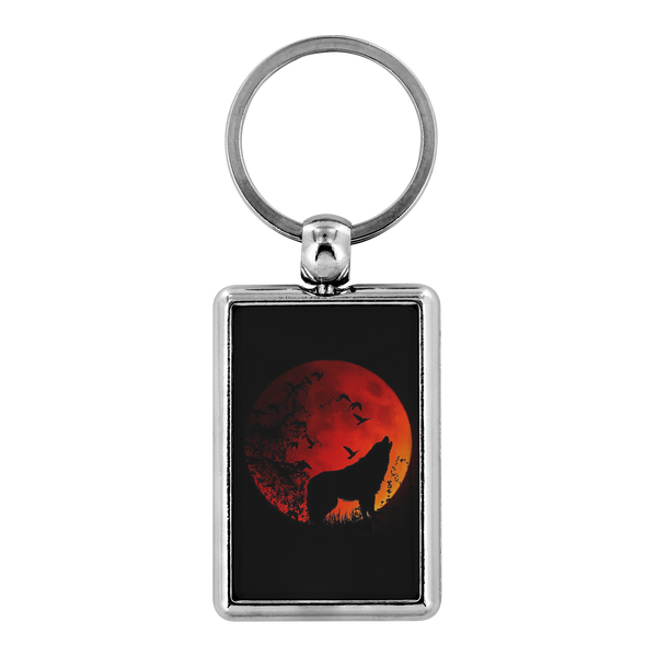 Blood Moon Wolf Howling Keychain - Spirit Animal Jewelry