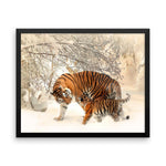 Tiger And Baby Cub In Snow Framed Photo Poster Wall Art Decoration Decor For Bedroom Living Room