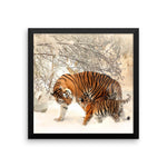 Tiger And Baby Cub In Snow Framed Photo Poster Wall Art Decoration Decor For Bedroom Living Room
