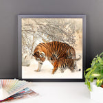 Tiger And Baby Cub In Snow Framed Photo Poster Wall Art Decoration Decor For Bedroom Living Room