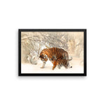 Tiger And Baby Cub In Snow Framed Photo Poster Wall Art Decoration Decor For Bedroom Living Room