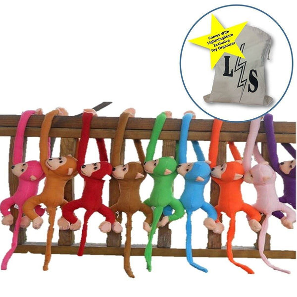 Toy - LightningStore 65cm Long Arm Monkey From Arm To Tail Plush Toys Colorful Monkey Curtains Monkey Stuffed Animal Doll + Toy Organizer Bag Bundle