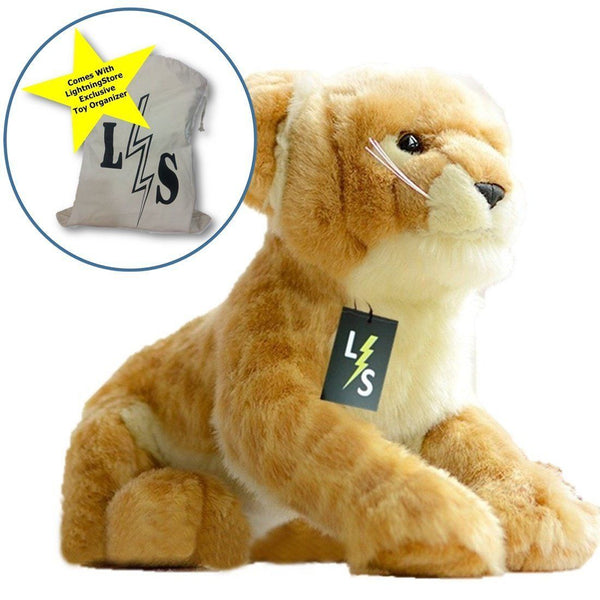 Toy - LightningStore Adorable Cute Baby Cougar Lion Cub Doll Realistic Looking Stuffed Animal Plush Toys Plushie Children's Gifts Animals + Toy Organizer Bag Bundle