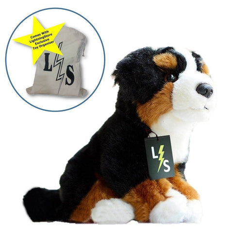 Toy - LightningStore Adorable Cute Bernese Mountain Dog Puppy Baby Doll Realistic Looking Stuffed Animal Plush Toys Plushie Children's Gifts Animals + Toy Organizer Bag Bundle