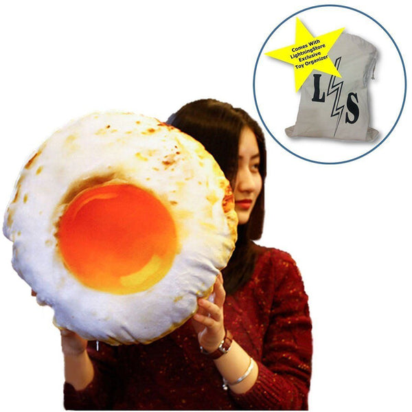 Toy - LightningStore Adorable Cute Egg Pillow Cushion Stuffed Animal Doll Realistic Looking Plush Toys Plushie Children's Gifts Animals + Toy Organizer Bag Bundle