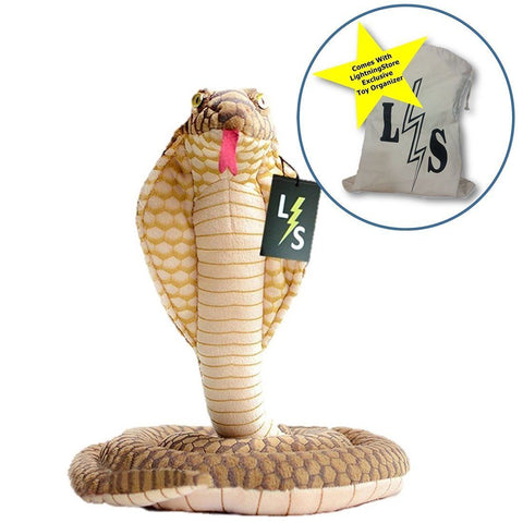 Toy - LightningStore Adorable Cute King Cobra Serpent Snake Doll Realistic Looking Stuffed Animal Plush Toys Plushie Children's Gifts Animals + Toy Organizer Bag Bundle