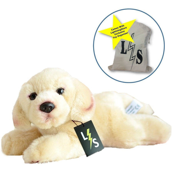 Toy - LightningStore Adorable Cute Labrador Golden Retriever Puppy Baby Dog Doll Realistic Looking Stuffed Animal Plush Toys Plushie Children's Gifts Animals + Toy Organizer Bag Bundle