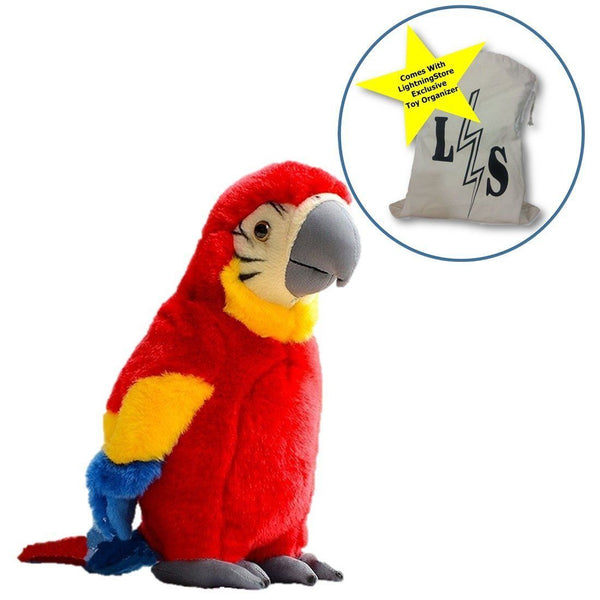Toy - LightningStore Adorable Cute Red Yellow Blue Parrot Doll Realistic Looking Stuffed Animal Plush Toys Plushie Children's Gifts Animals + Toy Organizer Bag Bundle