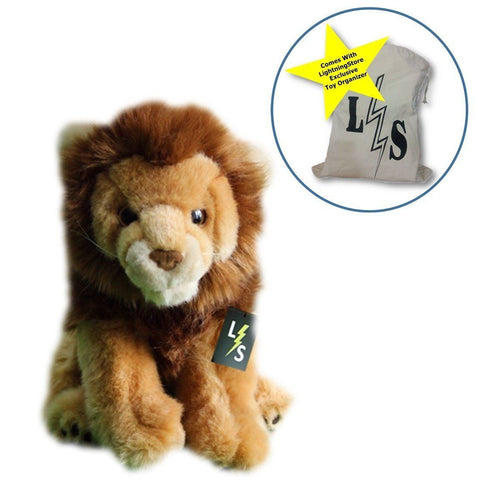 Toy - LightningStore Adorable Cute Sitting Lion Stuffed Animal Doll Realistic Looking Plush Toys Plushie Children's Gifts Animals + Toy Organizer Bag Bundle