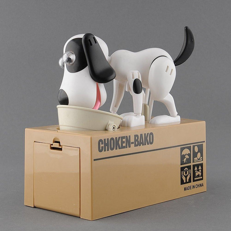 Toy - Lightningstore Automatic Brown Black And White Dog Puppy Coin Piggy Bank Box For Kids - Your Pet Will Come Out And Get Your Coin - Excellent For Encouraging Money Saving For Your Kids