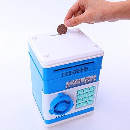 Toy - Lightningstore Electronic Passcode Locked Piggy Bank - Accepts Both Coins And Bills - Cash Deposit Safety Box - ATM Machine For Children Kids - Comes In Blue White Black Pink Red