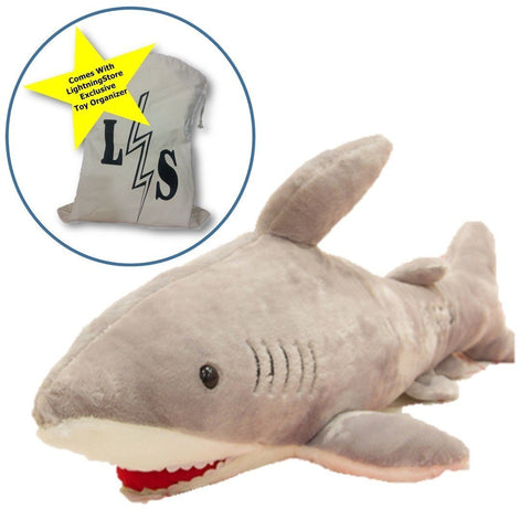 Toy - LightningStore High Quality L60cm PP Cotton Shark Plush Stuffed Animal Doll Pillow Toy Doll Gift For Kids Birthday&Girl Or Boy Friend Large Animals Plush + Toy Organizer Bag Bundle