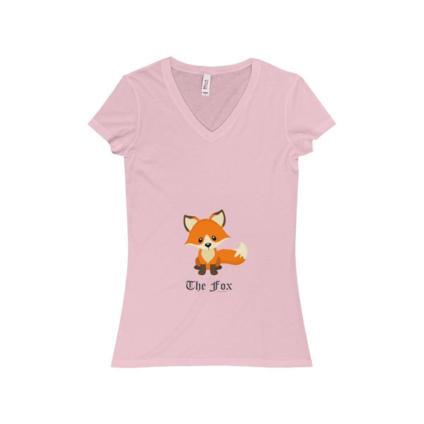 V-neck - The Cute Adorable Red Fox Women's Jersey Short Sleeve V-Neck Tee