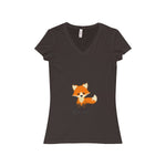 V-neck - The Cute Adorable Red Fox Women's Jersey Short Sleeve V-Neck Tee