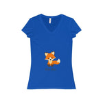 V-neck - The Cute Adorable Red Fox Women's Jersey Short Sleeve V-Neck Tee
