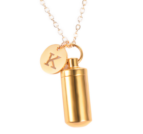 Necklace for Ashes - Gold Silver Initial Urn Necklace
